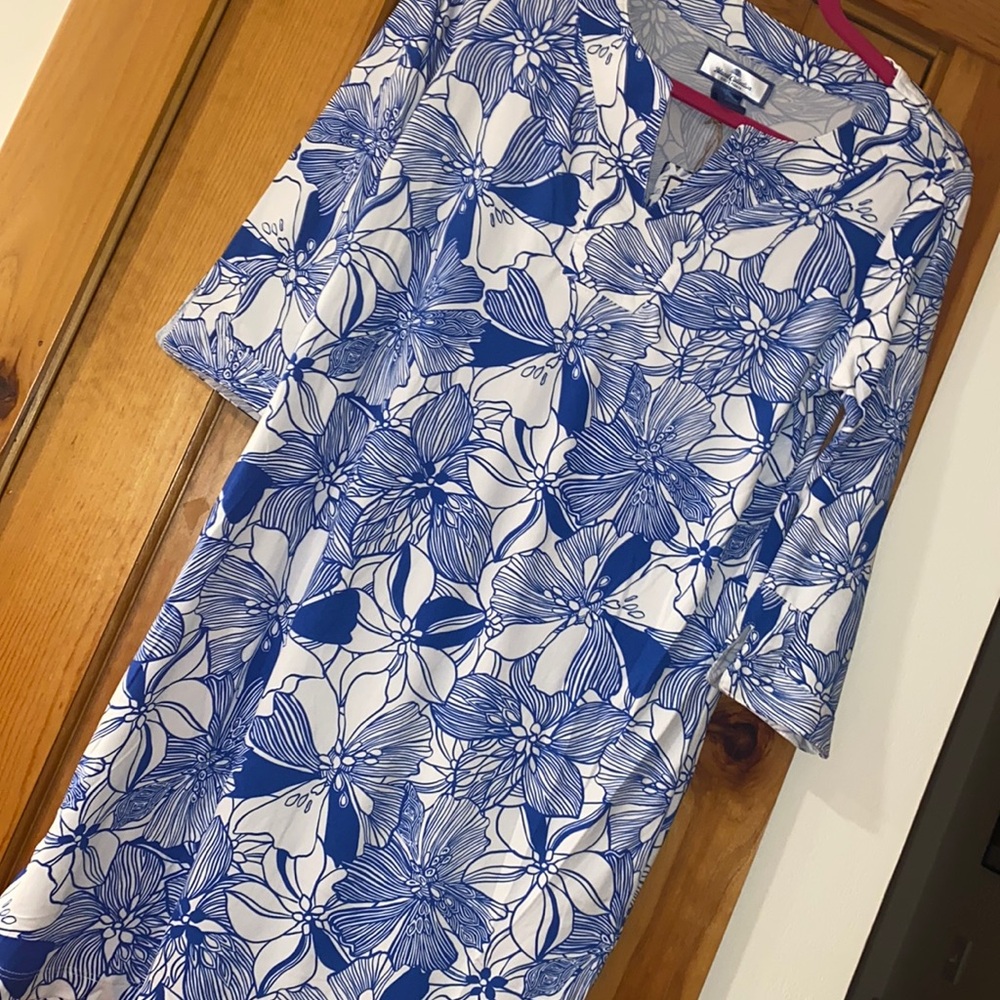 Island collection Stella Parker Sundress cover-up, Ink navy Blue Floral Small
